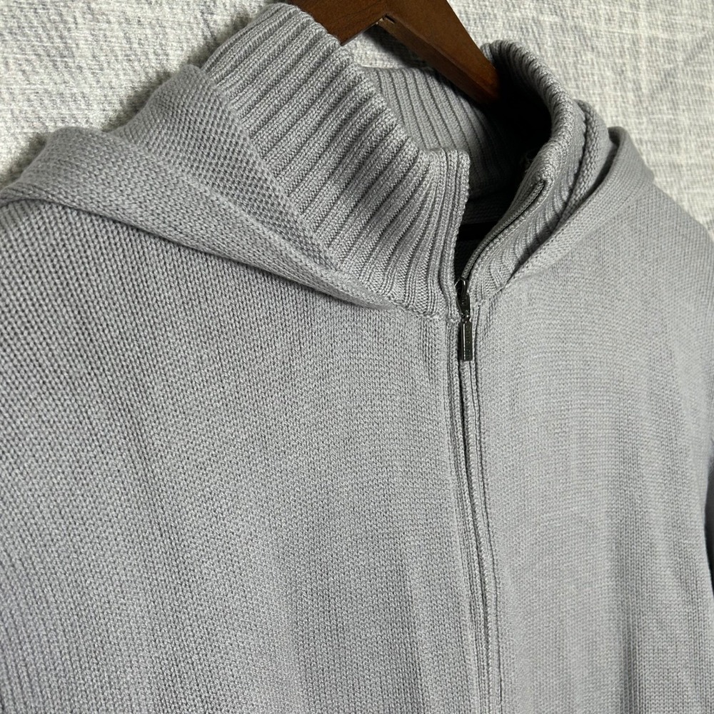 Cruciani for Jared M. Mens Full Zip Up Wool Hoodie Knit Sweater Gray Italy - Picture 3 of 10